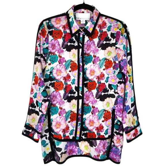 Bar III Front Row Floral Blouse High-low hem Multicolor size M - Picture 1 of 16